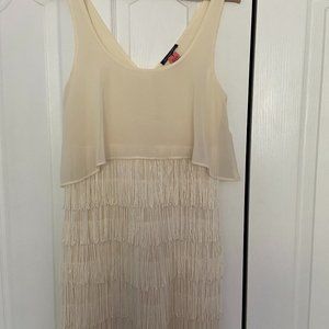 American Eagle white short dress with fringes